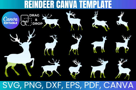20 Christmas Reindeer Canva Template: Festive Design Assets