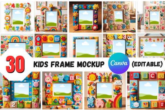 30 Kids Frame Mockup - Canva Editable: A Design Asset for Playful Projects