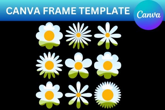 Charming Daisies Canva Frame Template for Designers