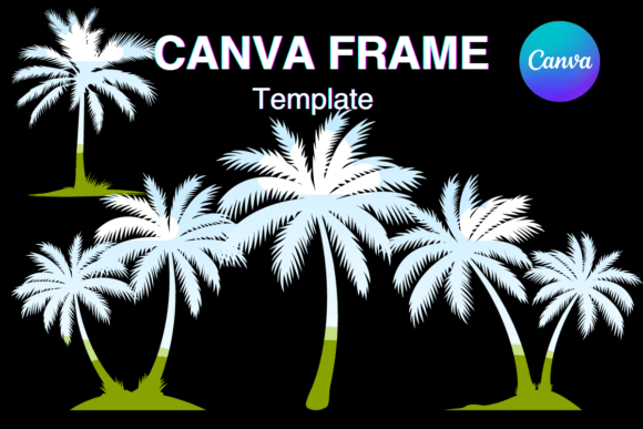 Coconut Palm Tree Canva Frame Template: Instant Tropical Style