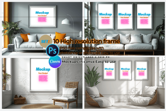 Frame Mockup Interior PS-Canva Template: Elevate Your Designs