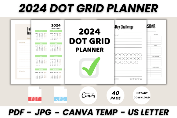 Master Your 2024 Creative Projects with This Dot Grid Planner Canva Template