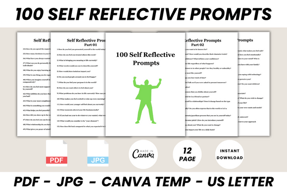 Unlocking Inner Clarity with 100 Self Reflective Prompts Canva Temp